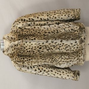 Vintage French Faux Cheetah Fur Jacket Puffy Bomber Paris 80's Rare Find Quality